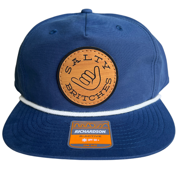 Blue Rope Leather Patch Snap Back Hat