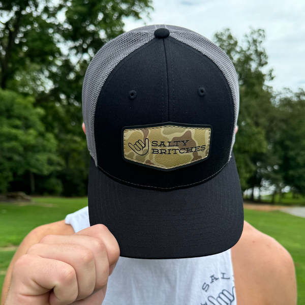 Salty Britches Richardson 115 Hat with horizontal logo in camo