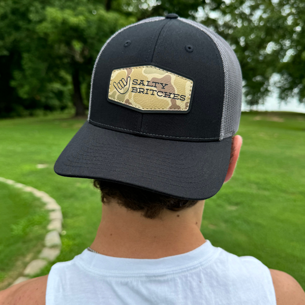 Salty Britches Richardson 115 Hat with horizontal logo in camo