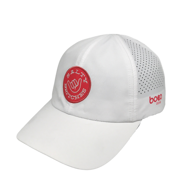 NEW Salty Elite White Laser Cut Hat by Boco with Pink Salty Patch