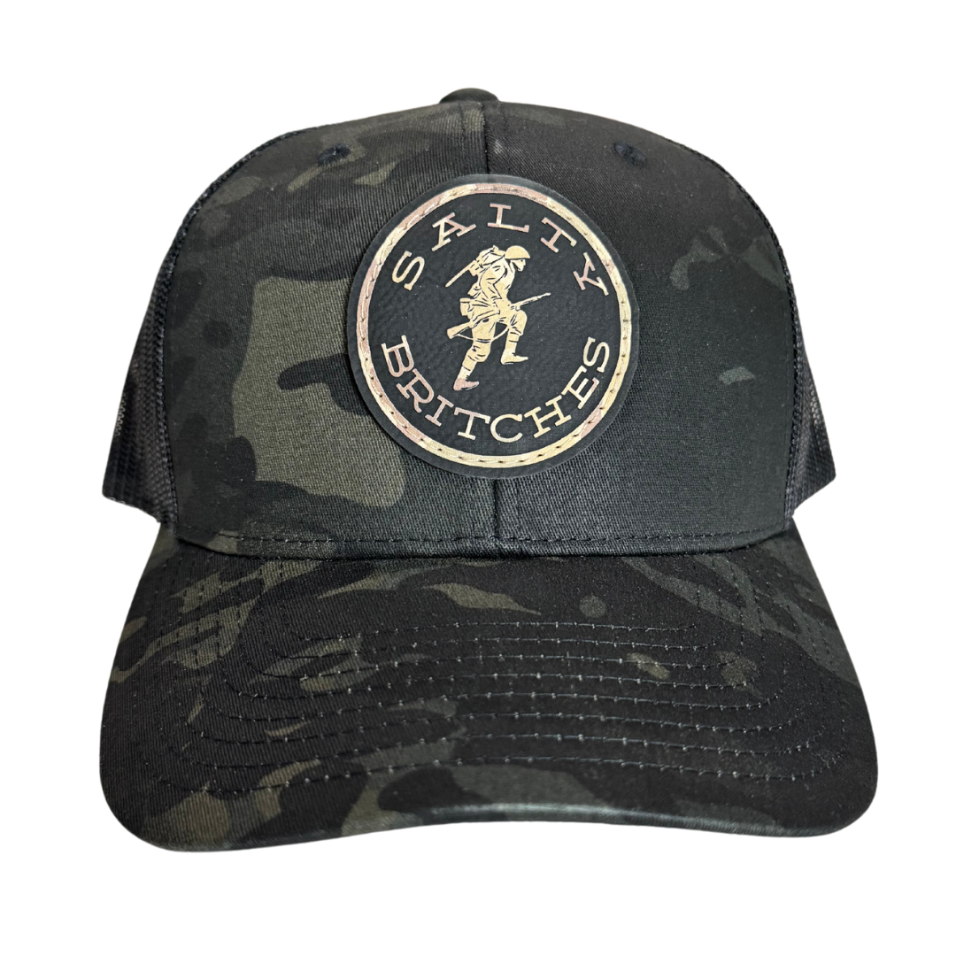 Salty Britches Multicam Snapback Hat with Soldier Logo hat